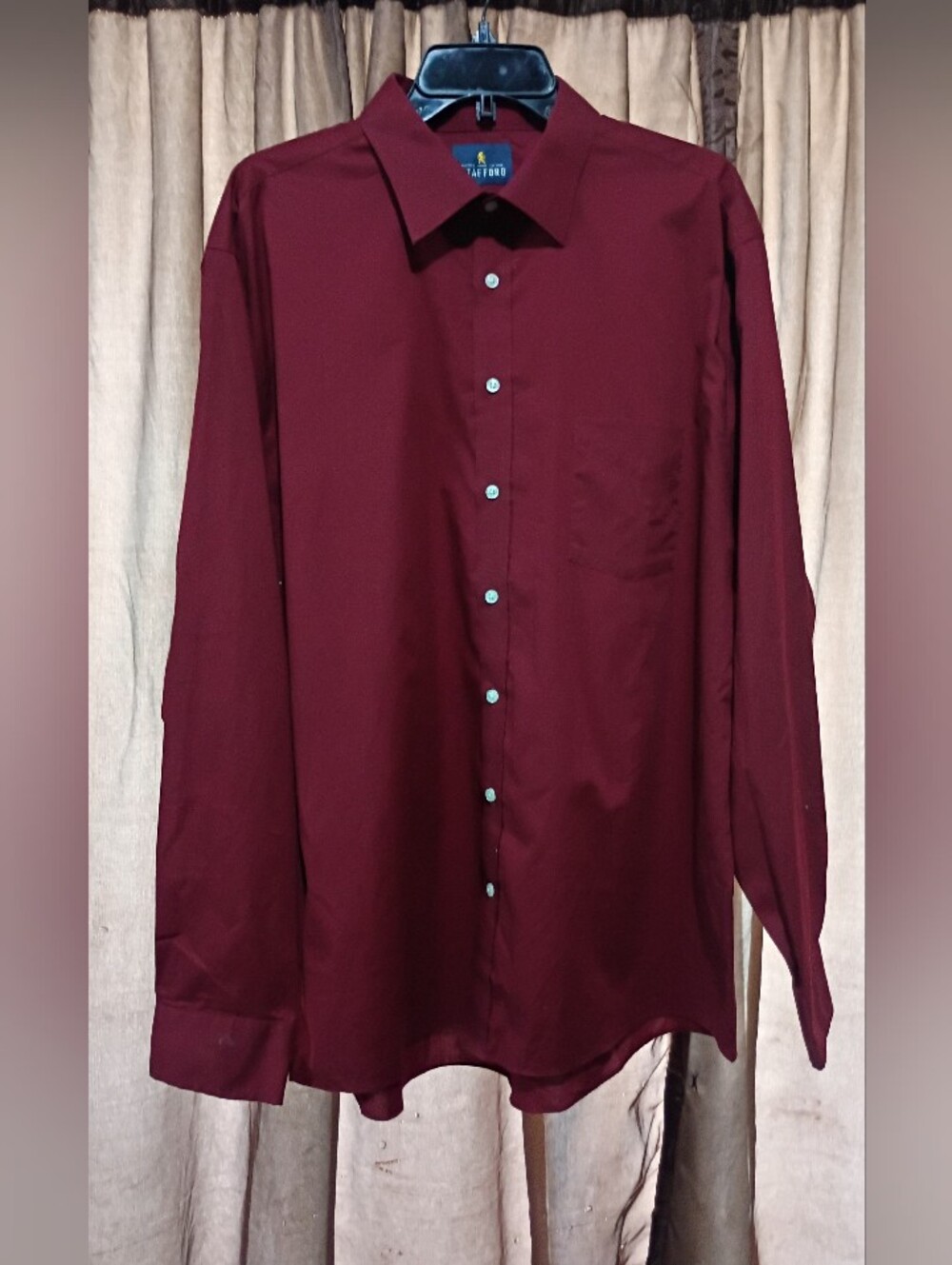Stafford Tailored Culture Dress Shirt — Maroon Broadcloth (XL 17–17.5)
